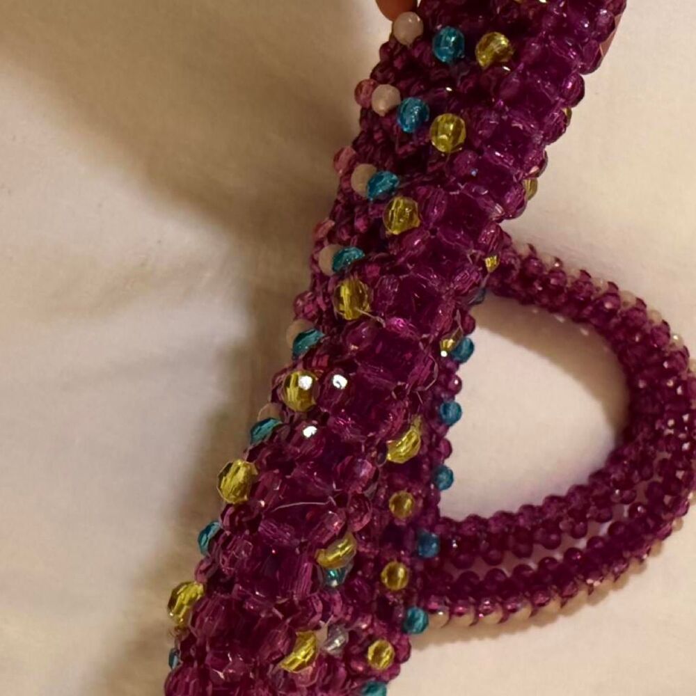 Vintage 1960s Purple Beaded Mini Bag, Made in Italy - Picture 5 of 8